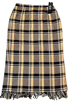 #ad Requirements Wool Blend Long Flannel Plaid Midi Skirt Women#x27;s Size 12 NWT $29.99