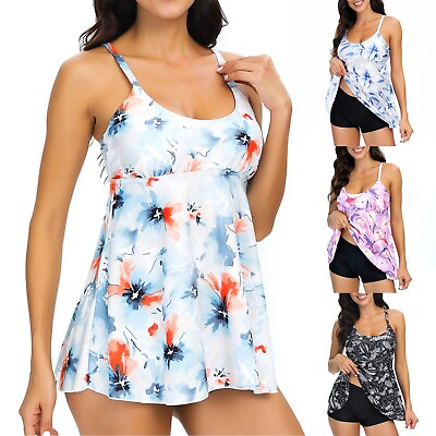#ad Tankini Swimsuits For Women With Shorts 2 Piece Loose Fit Stretch Beach Swimwear $20.88