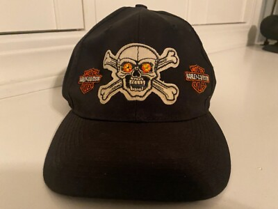 #ad Harley Skull and Crossbones Embroidered Logo Baseball Cap Hat Rare $39.00