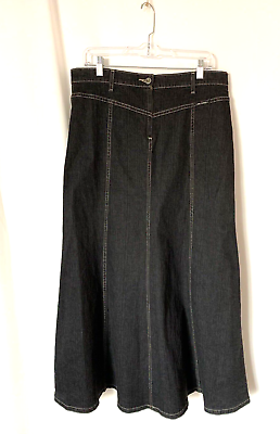 #ad Hollywood Womens Denim Skirt Long 32 Black Jean Aline Midrise Boho Gypsy $19.99