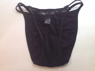 Women PantiesBikinis Size Small Black Fishnet FloralSoft Silky W Netamp;Decoration $13.99