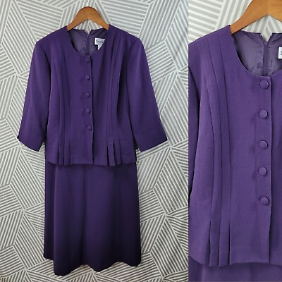 Vintage Dress Size 8 Petite Evening Secretary Suit Dress Career Layered purple $17.49