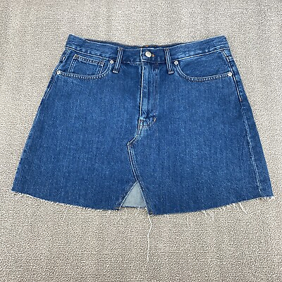 #ad Madewell Rigid Denim A Line Mini Skirts Women#x27;s Size 31 Dark Wash Cotton Blue $12.50