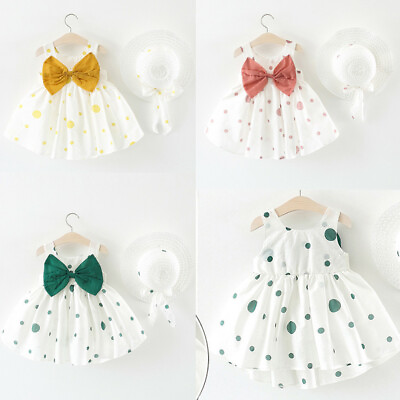 #ad #ad Infant Baby Girl Kids Summer Sleeveless O neck Print Floral Bow Princess Dress $14.49