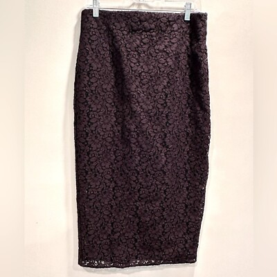 #ad Zara Woman Black Lace Long Pencil Skirt Side Zip Size Large $39.00