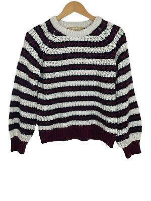 Roebuck amp; Co Sears Womens Pullover Sweater Striped Burgundy White Size Small $6.99