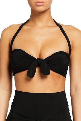 #ad Norma Kamali 272219 Women#x27;s Tie Front Black Bikini Top Swimwear Size S $71.20