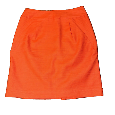 #ad TwentyOne Straight amp; Pencil Skirt Linen Women M Orange Back Slit Zip Knee Length $18.88