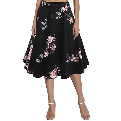 #ad Women#x27;s Fashion Vintage Print Skirt MIDI Floral Skirts for Women Midi Length $17.74