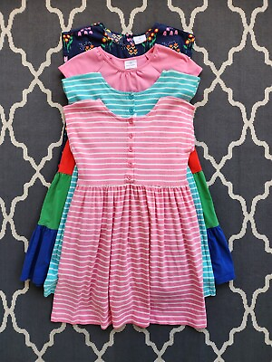 #ad Hanna Andersson Girls Dress Lot Size 10 140 cm Stripe Color Block Floral $59.99