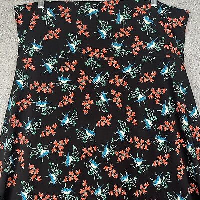 #ad LuLaRoe Womens Skirt Black Floral Blue Birds Slinky Maxi Skirt Size 3XL $16.95