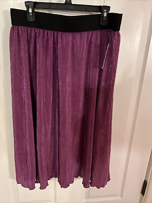 #ad LuLaRoe Elegant Jill XL Metallic Purple Midi Skirt NWT $20.00