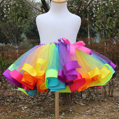 Kids Girls New Rainbow Tutu Skirt Tulle Fluffy Princess Dance Dress Party FC $9.89