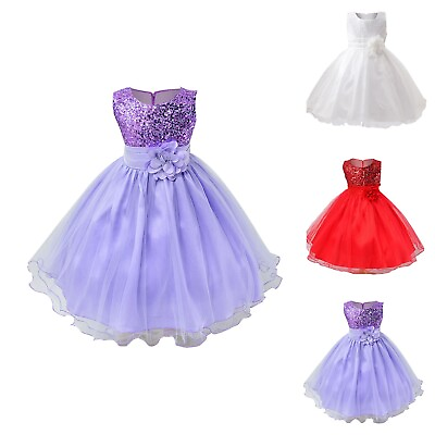 Summer 3 10T Girls#x27; Dress Solid Color Sleeveless Sequins Flower Mesh Dress $18.99