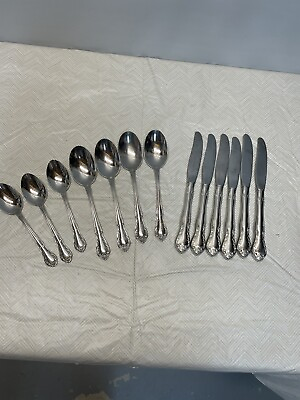 #ad Sears amp; Reobuck Tradition Stainless Steel Banquet Pattern Flat Ware 13 Pieces $24.00