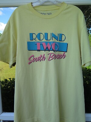 #ad Round Two South Beach Miami Vice Men Pure Cotton Yellow CrewNeck T Shirt M L USA $14.95
