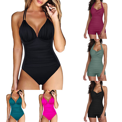 #ad Womens Bikini Piece Swimsuit Solid Colour Backless Fashion Sexy Swimsuit $14.93
