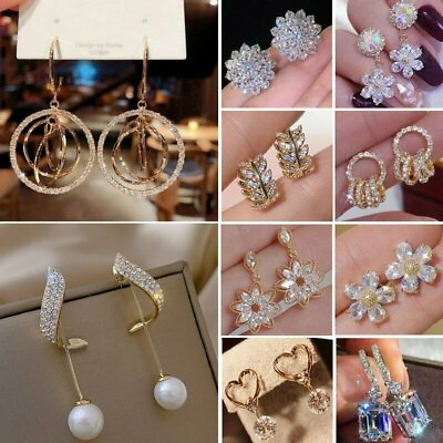 Gorgeous Crystal Cubic Zircon Earrings Stud Dangle CZ Drop Wedding Jewelry Women C $3.16