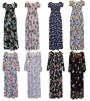 New Ladies Long Cotton Maxi Dress Short Sleeve Women for Beach Holiday Party GBP 15.99