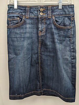 #ad RED ENGINE Modest Denim Jean Skirt Womens Size 27 Dark Blue Made in USA VGUC $14.99