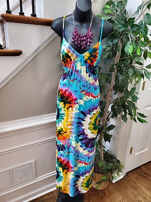 #ad #ad Forever 21 Multicolor 100% Rayon V Neck Sleeveless Long Maxi Dress Size M $26.00