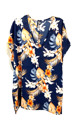 #ad #ad Pacific Beach Women#x27;s Size Large Kaftan Beach Cover Up Floral Dolman Sleeves $22.25