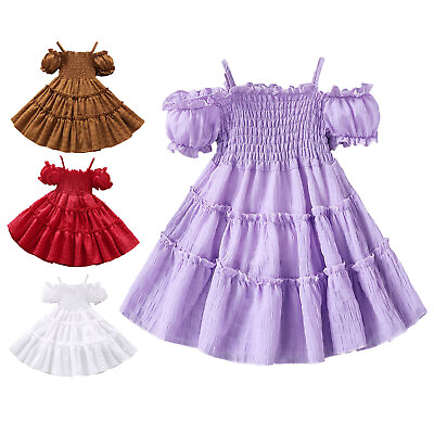 #ad Girl#x27;s Summer Sundress Spaghetti Strap Solid Midi Dress Casual Cami A line Dress $17.16