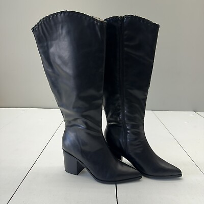 #ad Journee Collection Black Daria X Wide Calf Wide Block Heel Boots Womens Size 8.5 $35.00