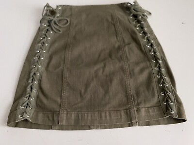 #ad Carmar LF Brand Lace Up Mini Jean Olive Green Skirt Women’s Sz 25 $16.20