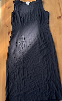 #ad Talbots Black Maxi Dress Round Neckline Sleeveless Size Medium $17.99