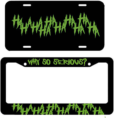 #ad Haha Why so Serious License Plate Frame Joker Funny Cover Front Back Combo $21.99