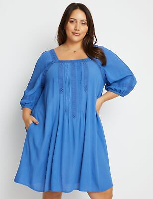 #ad Plus Size Womens Dress Lace Detail Woven Peasant Swing Dress BeMe $13.07