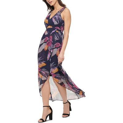 #ad Guess Womens Navy Printed Long Cut Out Maxi Dress 2 BHFO 9775 $15.99