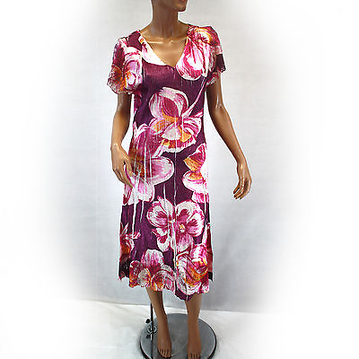 NEW NWOT Komarov Woman Nordstrom Plus Floral Stretch Pleated V Neck Dress 3X $239.99