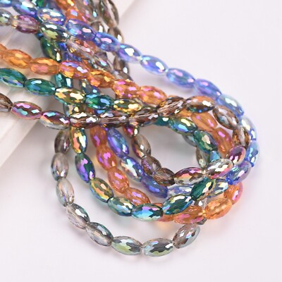 #ad #ad 20pcs Oval Faceted 10x6mm Colorful Crystal Glass Loose Beads For DIY Jewelry $2.98