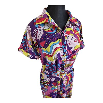 LORRAINE Little Party Dress Neon It#x27;s Showtime Shirt Dress Size 8 Pop Art Purple AU $44.95