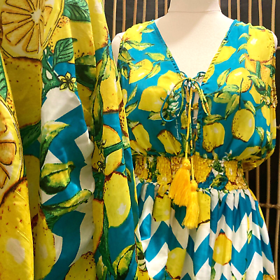 #ad Sartoria 🍋 Lemons Print Flared Maxi Dress Suit Size 8 10 BNWT Sartoria Italy AU $239.00