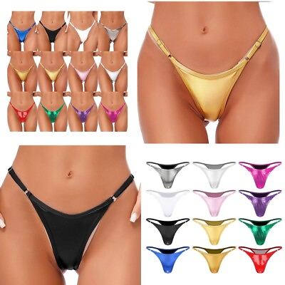 #ad #ad Women#x27;s Swimsuits Metalic High Cut Bikini Bottoms Micro Briefs G strings Bottoms $8.45