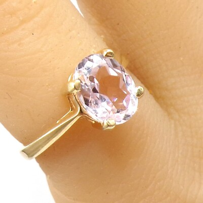 2.00ct Pink Morganite Solitaire Cocktail 14K Yellow Gold Ring Size 6 LLF3 $288.74
