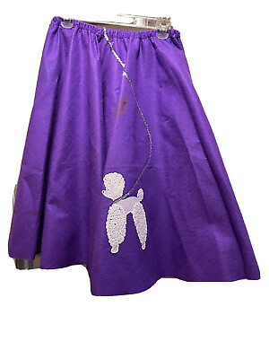 #ad #ad Charades Retro Poodle Skirt Adult Women#x27;s Medium USA Purple Felt 50#x27;s Elastic $13.77