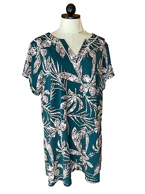 #ad SwimSuits For All Womens Swim Dress Cover Up Green Palm Tree Print Size Plus 22 $13.30