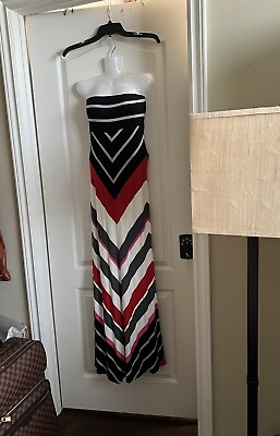 #ad Bebe strapless Multicolor stripe long maxi dress size XS $65.00