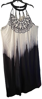#ad #ad Womens Boho Sleeveless Black White Maxi Dress Size 3X $19.99