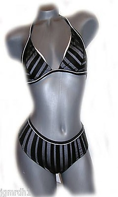 #ad New GOTTEX swimsuit bikini black white 8 M 2pc halter designer vintage $39.99