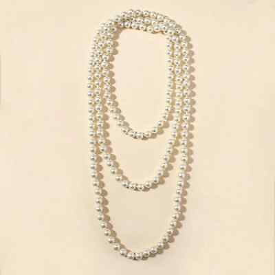 Premium Long White Faux Pearls Beaded Necklace length in 150 cm 59 inch $14.99