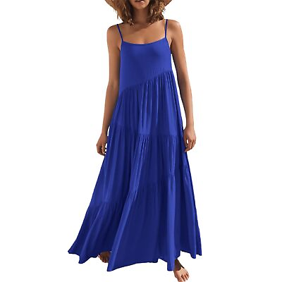 #ad Boho Maxi Dress for Women Sleeveless Spaghetti Strap Long Dresses Flowy Beach... $57.52