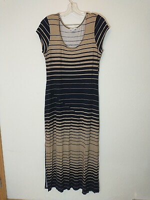 #ad Bar III Maxi Dress Striped Rayon Blend Lounge House Dress Stretch Womens Size XL $16.99