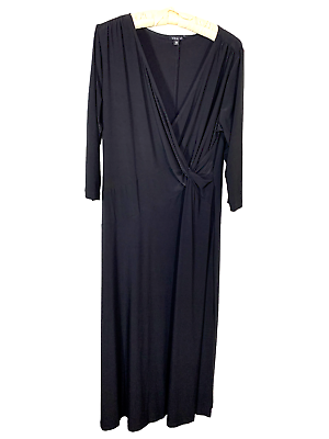 #ad Vikki Vi Black Faux Wrap Maxi Dress Size 1x 16 18 Made in US NWT V148771 $49.95