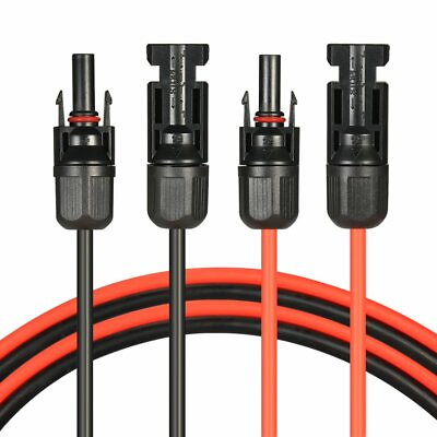 10AWG 1 Pair BlackRed Solar Panel Extension Cable with Female amp; Male Connectors $114.99