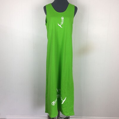 Beach Maxi Dress S Green Cotton Long 36x50 $11.10
